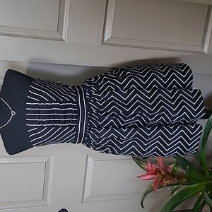 Nadia Nour made in the USA Strapless black and white a line dress size 8
